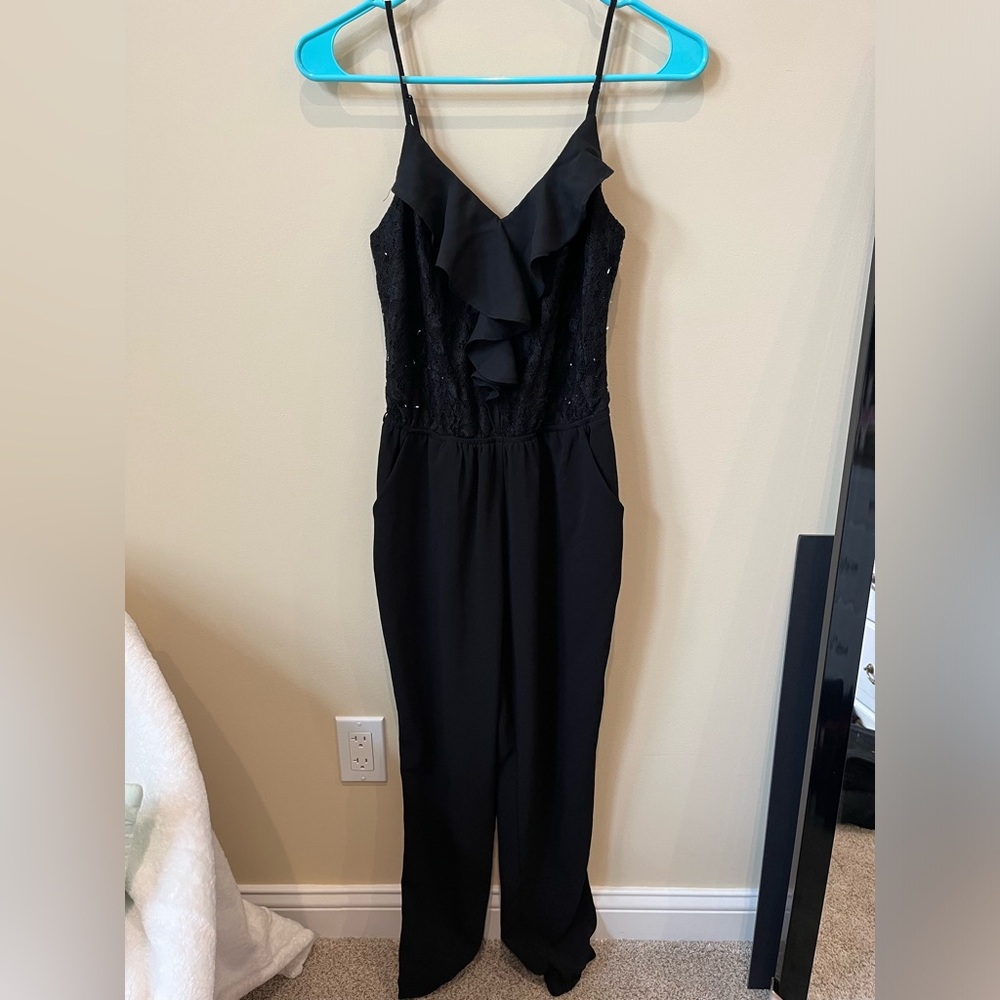 Elegant Black Ruffled Jumpsuit